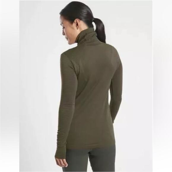 Athleta Flurry Blizzard Peat Green Ribbed Turtleneck Seamless Base Layer Large - Picture 4 of 15